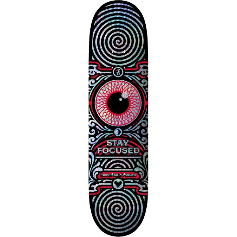 Skateboard Deck with Carbon Fiber-If Skate -Stay Focused - Red - Holographic Skateboard Deck