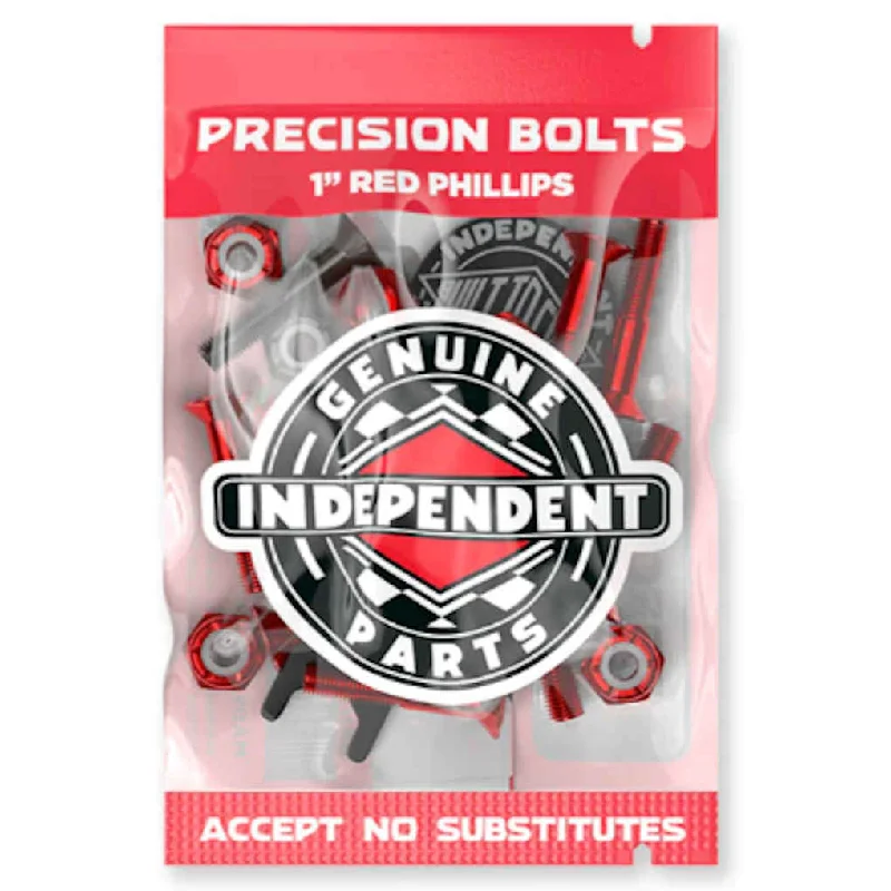 Skateboard Hardware With Extra Security-Independent Hardware With Tool Phillips 1" Black Red