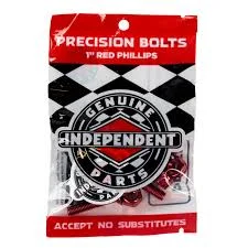 Adjustable Length Skateboard Hardware-Independent Phillips Hardware - 1" Black/Red With Tool