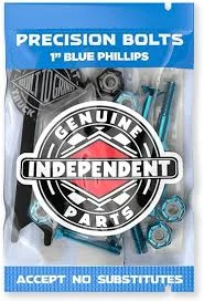 Reinforced Steel Skateboard Hardware-Independent Phillips Hardware - 1" Blue/Black With Tool