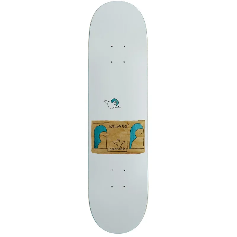 Skateboard Deck for Lifestyle Riders-Krooked Cromer Grocery Smile Skateboard Deck - White - 8.06"