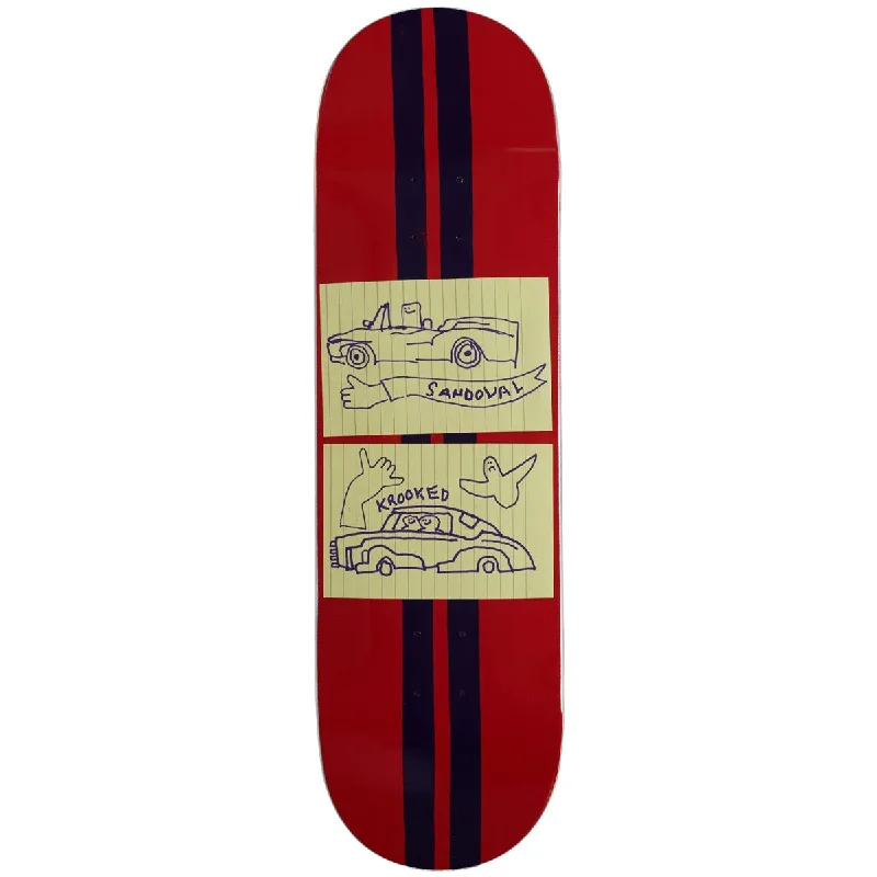 Skateboard Deck for Vert Skating-Krooked Sandoval Racecar Skateboard Deck - Red - 9.02"