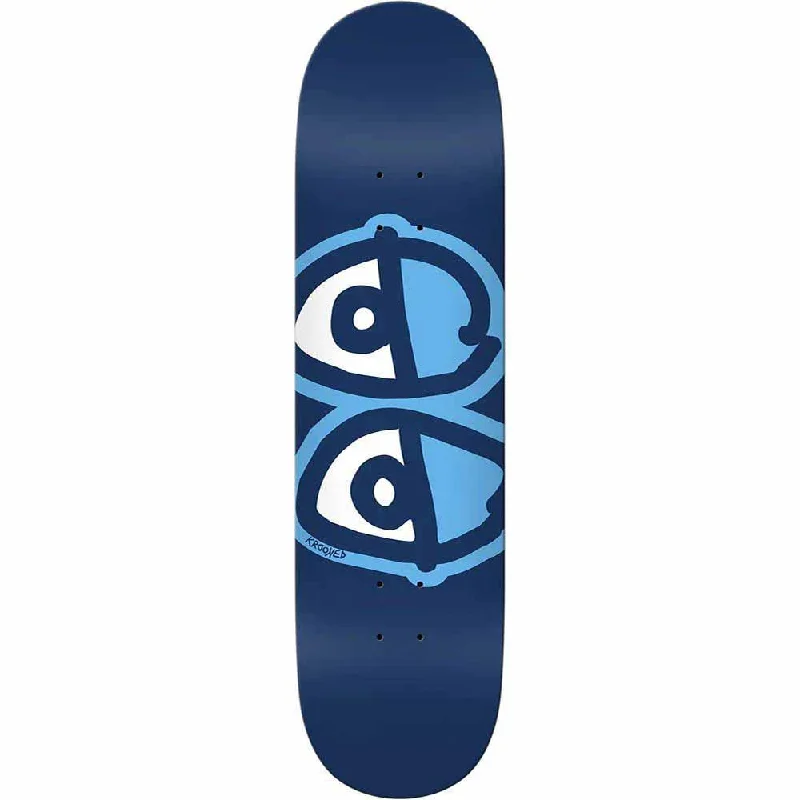 Adults' Skateboard Deck-Krooked Skateboard Deck Team Eyes Blue 8.38"