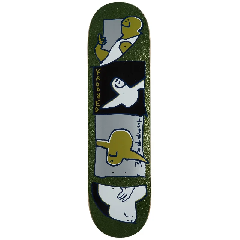 Skateboard Deck for Skateboarding Schools-Krooked Worrest Gold Burd Slick Skateboard Deck - Green - 8.30"