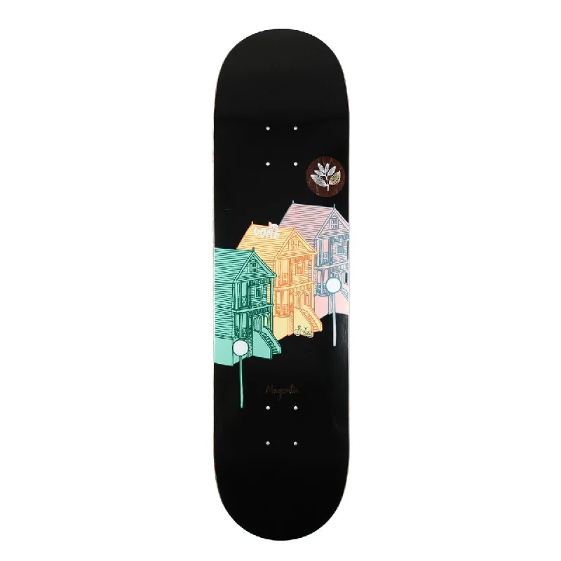 Longboard Skateboard Deck-Magenta Ben Gore Buildings Skateboard Deck - 8.6"