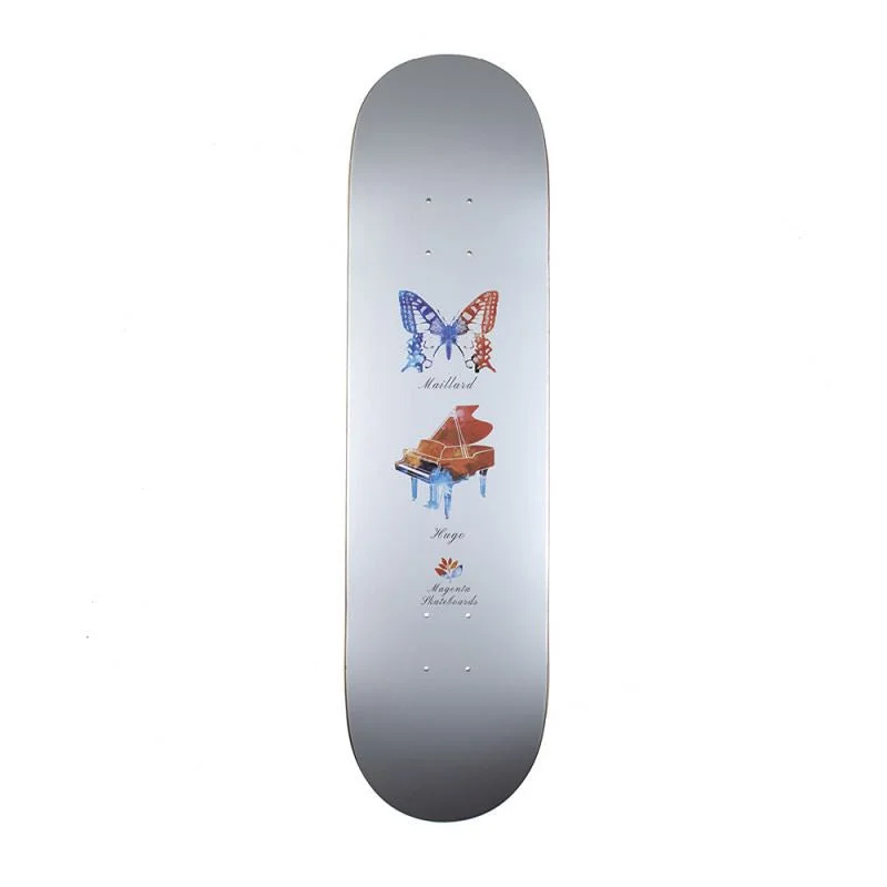 Skateboard Deck with Shockproof Construction-Magenta Butter Fly x  Skateboard Deck - 8.125"