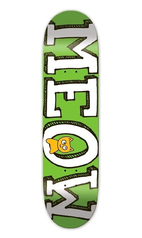 Skateboard Deck with Extra Flex-Meow Logo Deck Green 7.5in