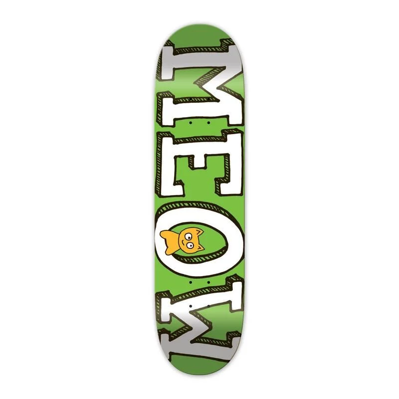 Skateboard Deck with Abstract Patterns-Meow Logo Skateboard Deck Green 8.1"