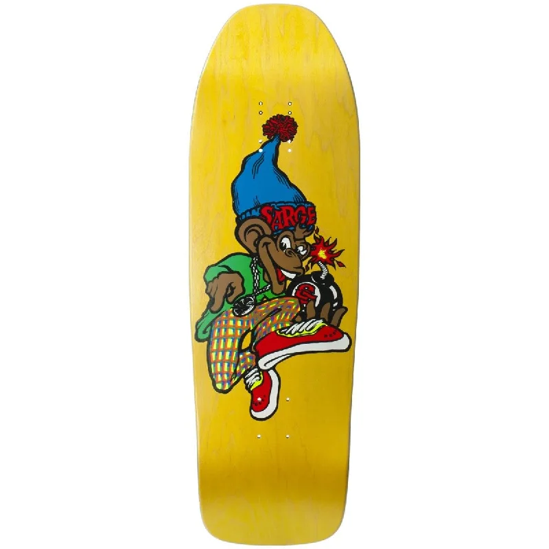 Skateboard Deck with Advanced Construction-New Deal Sargent Monkey Bomber SP Skateboard Deck Yellow 9.625"