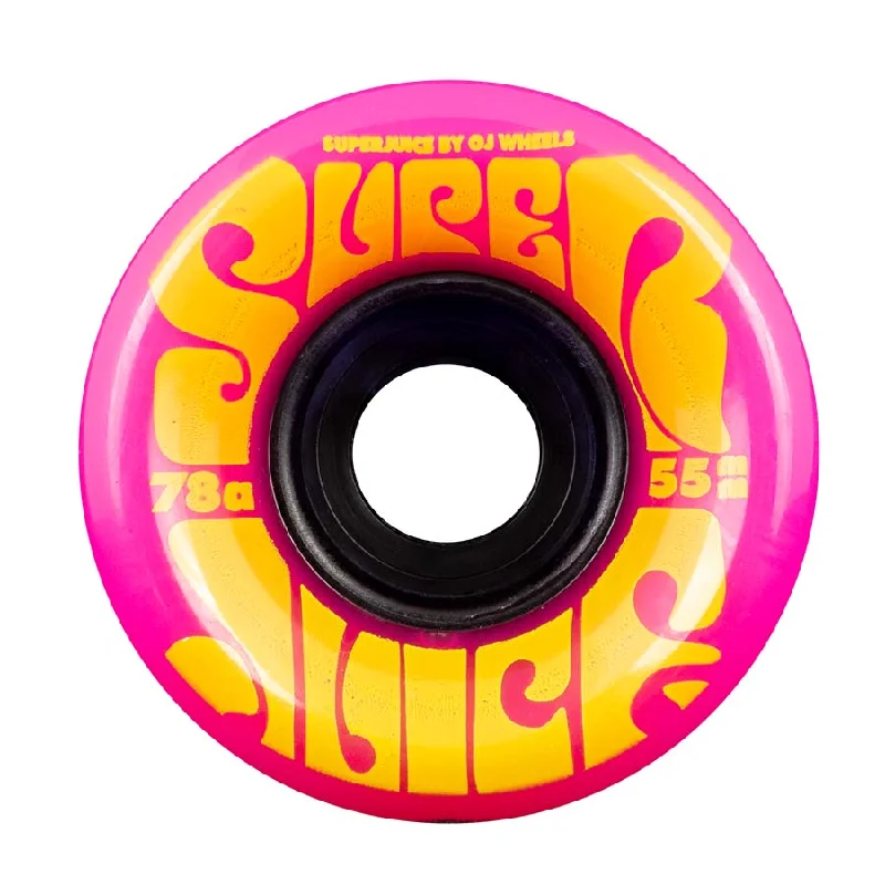 Skateboard Wheels with Low Friction-OJ WHEELS 55mm Mini Super Juice Pink 78a OJ Skateboard Wheels