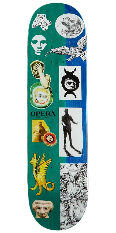 Skateboard Deck with Classic Skater Vibe-Opera Trey Wood Other Side EX7 Deck Blue Skateboard Deck - 8.25"