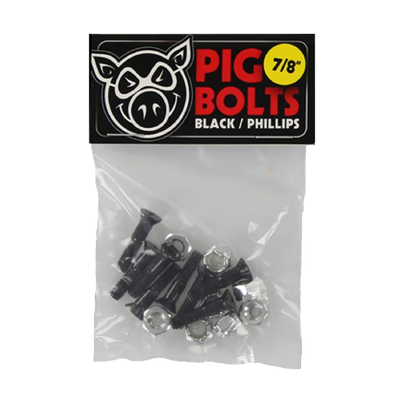 Precision Engineered Skateboard Hardware-Pig Black 7/8" Phillips Skateboard Mounting Hardware