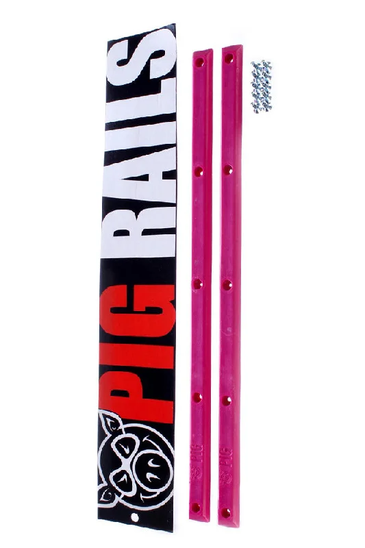 Skateboard Rails With Non-Slip Coating-Pig Rails Pink 14"