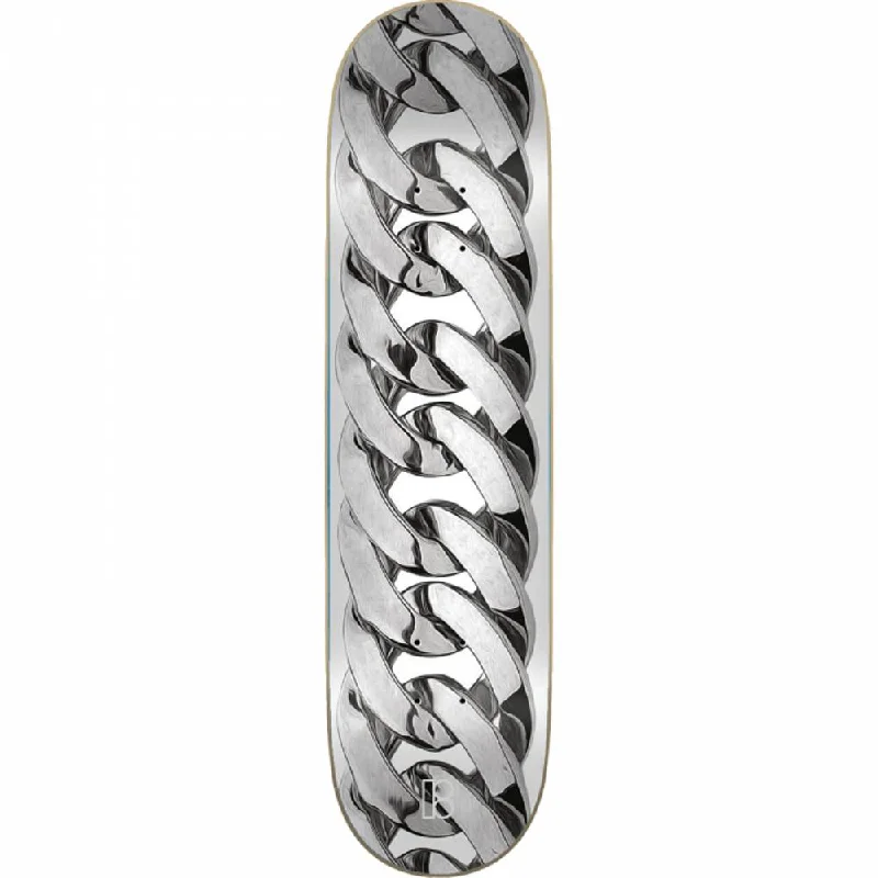 Skateboard Deck with Reinforced Edges-Plan B Chain Silver 8.0" Skateboard Deck