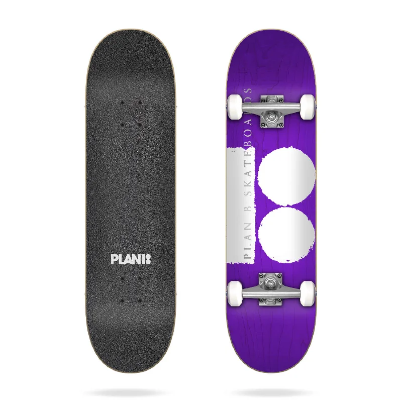 Skateboard with Shock-Resistant Wheels-Plan B Rough Original Purple Skateboard Complete  - 8.0"