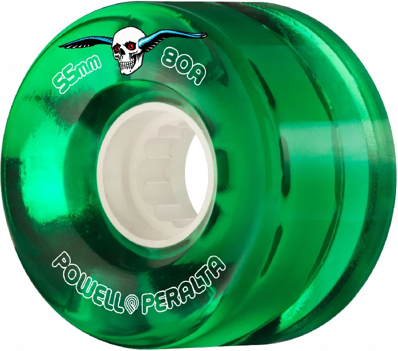 Skateboard Wheels with Soft Flex-Powell Peralta Clear Cruiser Skateboard Wheels Green 55mm 80A 4pk