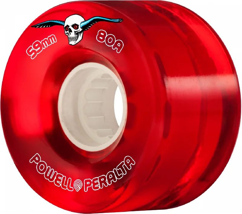 Skateboard Wheels with Energy Return Technology-Powell Peralta Clear Cruiser Skateboard Wheels Red 59mm 80A 4pk