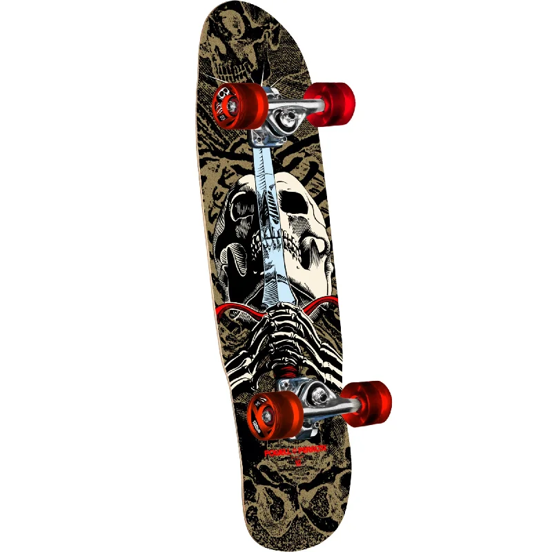 Skateboard with Soft Cushioning-Powell Peralta Mini Skull & Sword Skateboard Complete - 8.0" Gold Birch