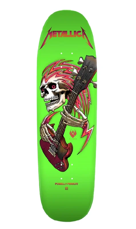 Skateboard Deck with Weatherproof Features-Powell Peralta x Metallica Flight Collaboration Deck Lime 9.265in