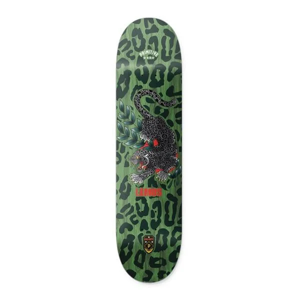 Trick Skateboard Deck-Primitive Lemos Black Jaguar Skateboard Deck Green 8.25"