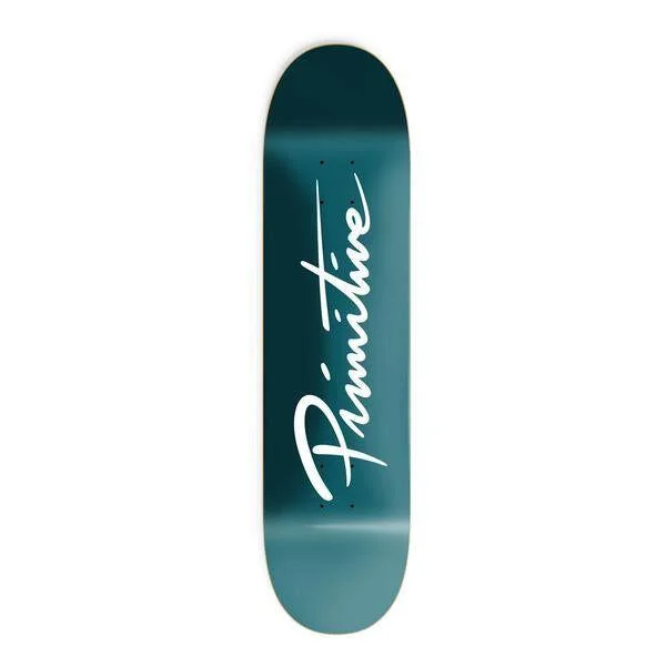 Skateboard Deck for Nature Trails-Primitive Nuevo Script Core Teal - Skateboard Deck - 8.0"