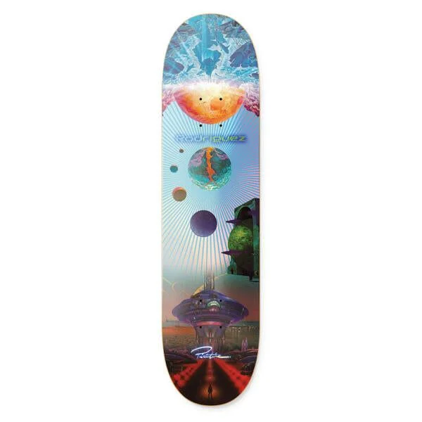 Skateboard Deck with Bold Colors-Primitive Rodriguez New Worlds Skateboard Deck Multi 8.25