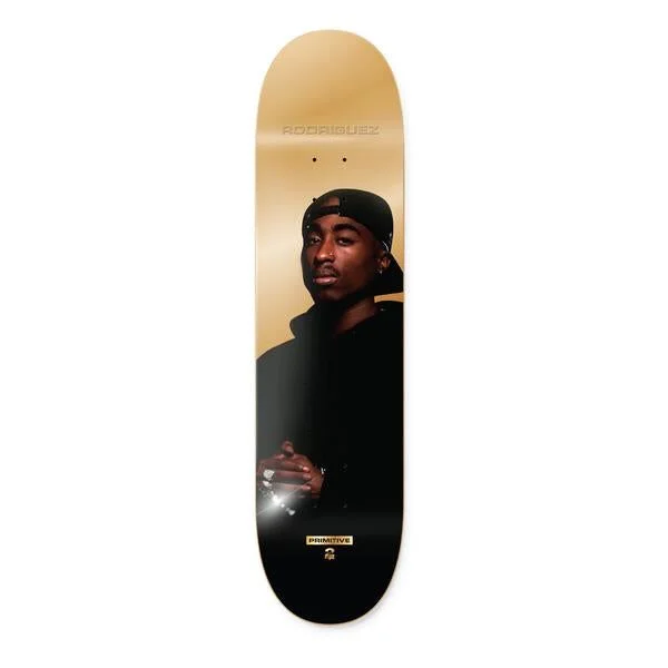 Skateboard Deck for Iconic Skateboarders-Primitive Tupac - Rodriguez Shine Skateboard Deck Gold - 8