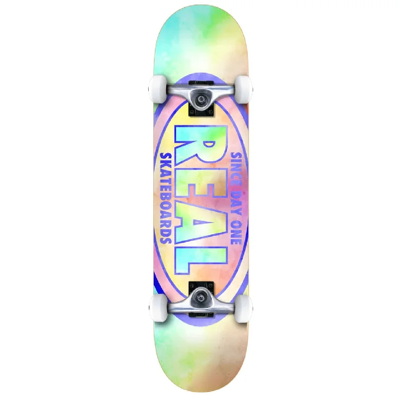 Skateboard for Thrill Seekers-Real Oval Tie Dyes Skateboard Complete - 7.3" Pink/Blue