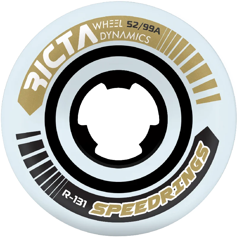 Street Skateboard Wheels-Ricta Speedrings Slim 52MM 99a White with Gold