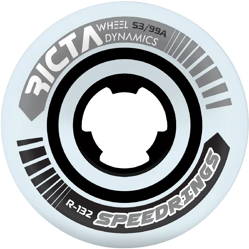 Downhill Skateboard Wheels-Ricta Speedrings Wide 53MM 99a White with Silver