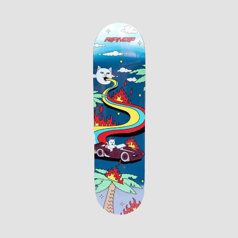 Skateboard Deck with Minimal Chipping-RIPNDIP Hell Racer Skateboard Deck Blue - 8.25"