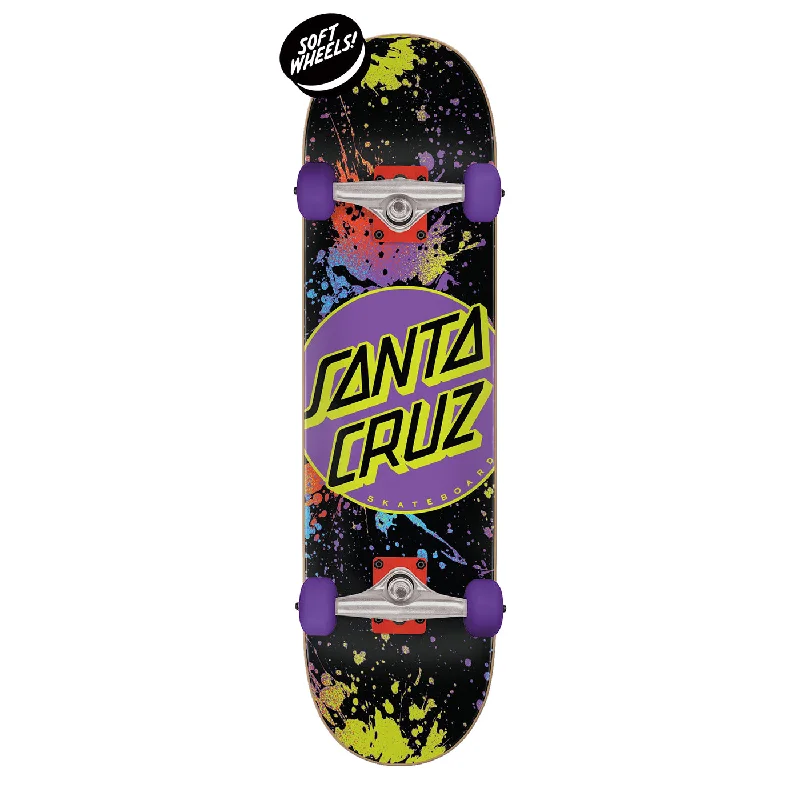 Skateboard with Weatherproof Deck-Santa Cruz Dot Splatter Micro Skateboard Complete - 7.5"