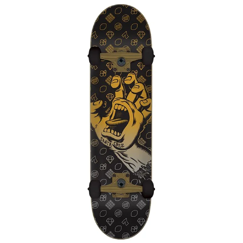 Beginner Skateboard-Santa Cruz Jackpot Hand Black Skateboard Complete - 8.25"