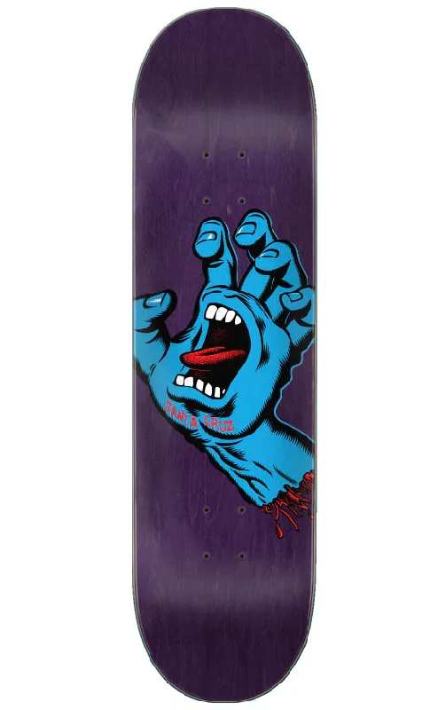 Skateboard Deck with Strong Grip Tape-Santa Cruz Screaming Hand Deck Purple 8.375in