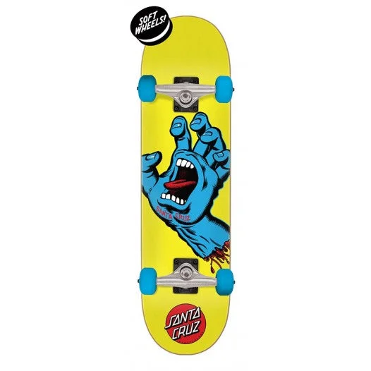 Skateboard for Skateboarding Parks-Santa Cruz Screaming Hand Mini Skateboard Complete - 7.75" Yellow