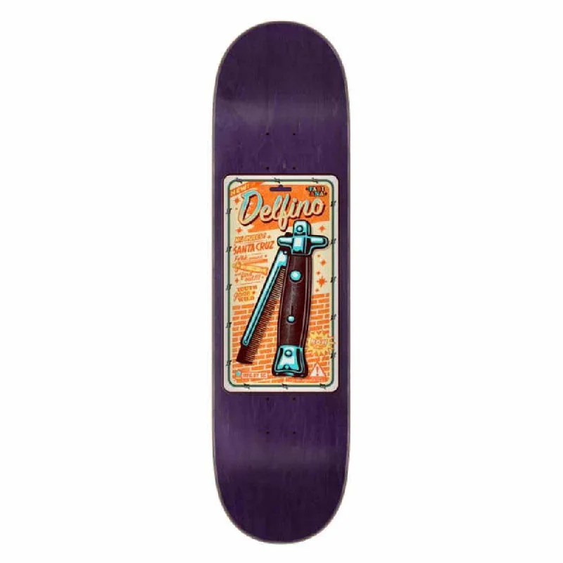 Skateboard Deck for Stunt Performances-Santa Cruz Skateboard Deck Delfino Switchblade Combo Pro Purple/Multi 8.25"