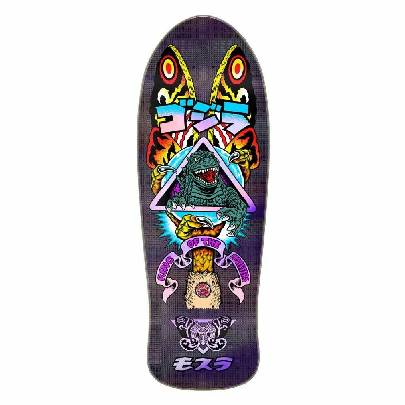 Skateboard Deck with Stiff Flex-Santa Cruz Skateboard Deck Godzilla Mothra Natas Multi 10.538"