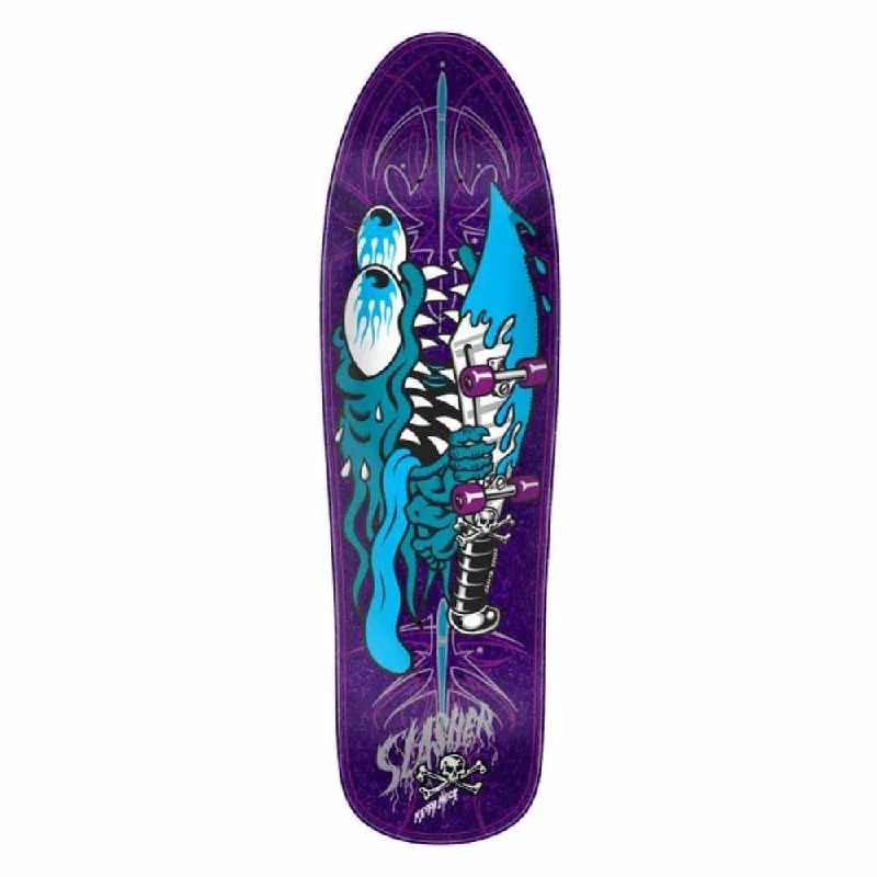 Skateboard Deck with Eco-Friendly Materials-Santa Cruz Skateboard Deck Meek Pinstripe Slasher Shaped Purple/Blue 9.23"