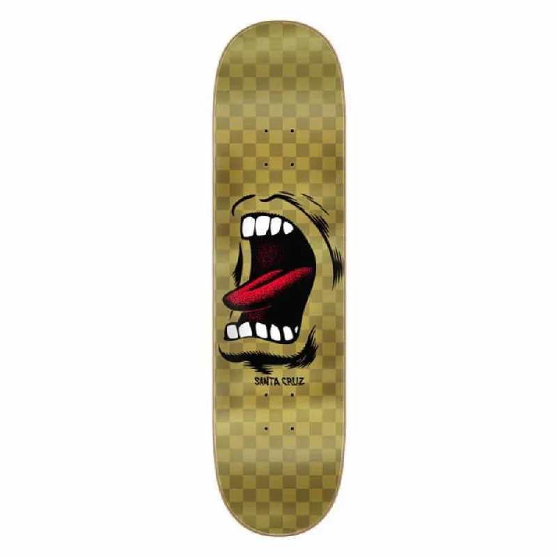 Skateboard Deck with Steep Kick-Santa Cruz Skateboard Deck Screaming Mouth Gold 8"