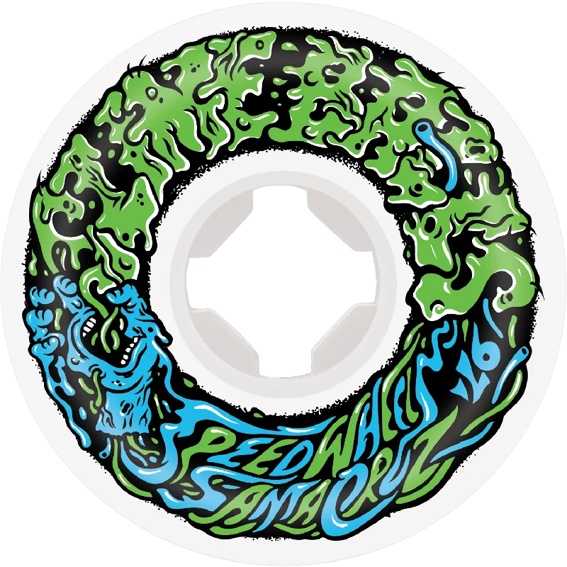 Skateboard Wheels with High Rebound-Santa Cruz Slime Balls Vomit Mini II Skateboard Wheels 54MM 97A White/Green/Blue