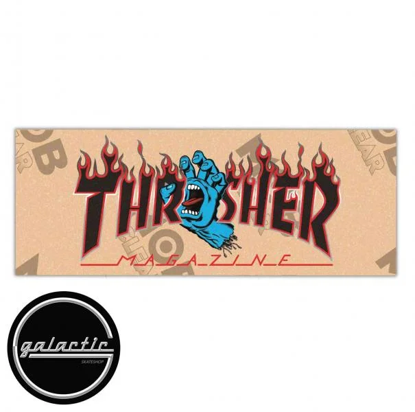 Skateboard Grip Tape with Reinforced Surface-Santa Cruz Thrasher x SC Screaming Flame Logo Mini Grip