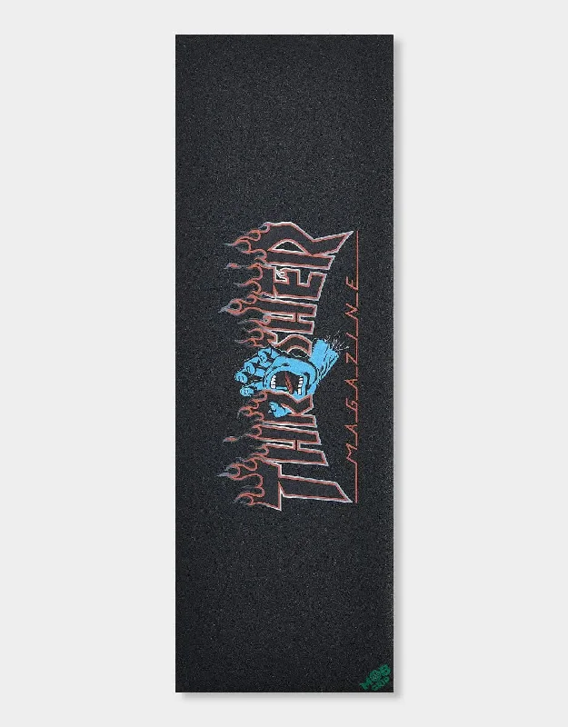 Skateboard Grip Tape for Competitive Riders-Santa Cruz x Thrasher Screaming Flame Logo 11" Graphic Grip Tape Sheet