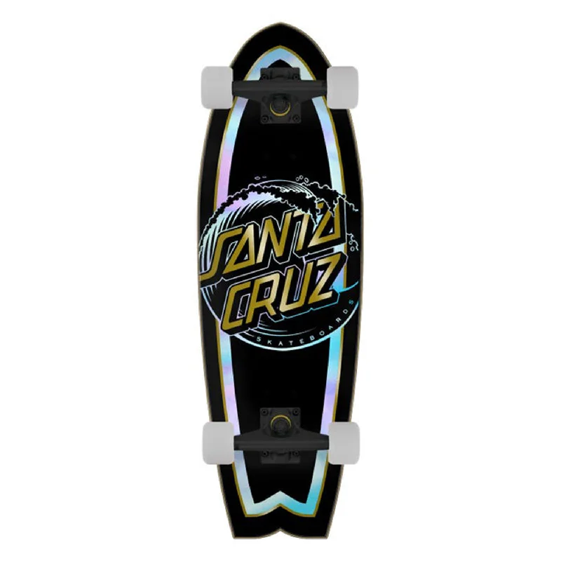 Durable Skateboard-Santa Cruzer Holo Wave Dot Cruzer Shark Complete Skateboard - 8.8"