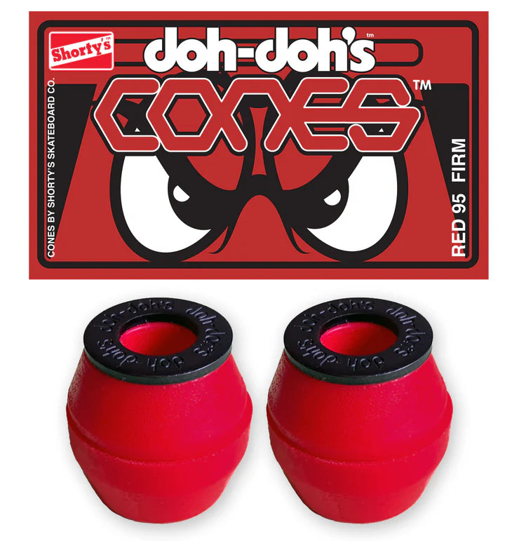 Affordable Skateboard Hardware-Shortys Bushings Doh Doh Cones Red Medium 95a