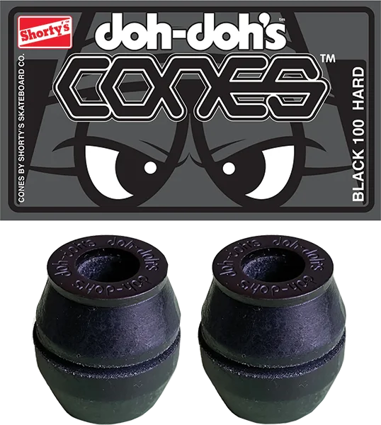 Extra Strong Skateboard Hardware-SHORTY'S - Doh Doh's Cones Bushings 100a Black Hard