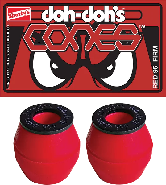 Pro-Level Skateboard Hardware-SHORTY'S - Doh Doh's Cones Bushings 95a Red Firm