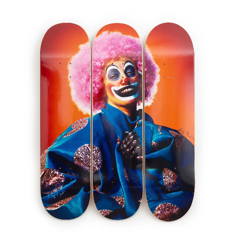 Skateboard for Amateur Skaters-Untitled #414 (Clown) Hand-signed by Cindy Sherman (set of 3)