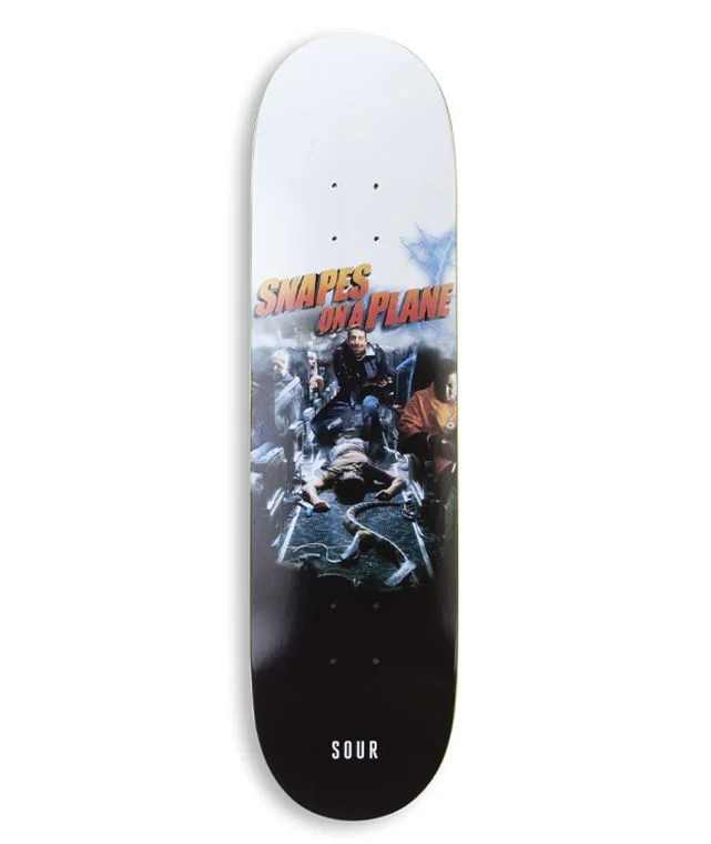 Skateboard Deck for Tight Turns-Sour Solution 'Snapes On A Plane'  Skateboard Deck - 8.125"