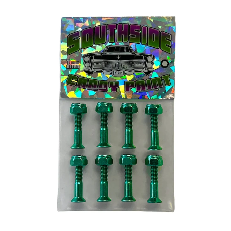 Skateboard Hardware With Extra Stability-Southside Candy Paint Hardware Turquoise 1 inch Allen