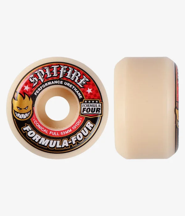 Skateboard Wheels for Heavy Riders-Spitfire Formula Four Skateboard Wheels Conical Full 101Du 53mm